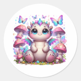 mollig pastel dino ronde sticker