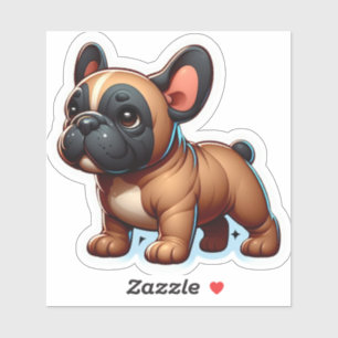 Mollige bruine Franse Bulldog-puppy hele lichaam Sticker