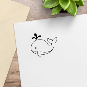 Mollige Cartoon Walvis 1x1 Rubberstempel