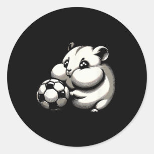 Mollige Hamster Met Voetbal Ll Cartoon Kawaii Ronde Sticker