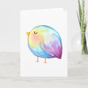 Mollige Kleurrijke Waterverf Vogel Kaart