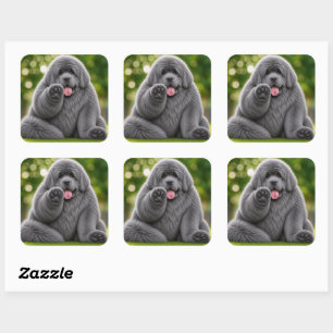 Mollige Newfoundlander Grijze newfie Vierkante Sticker