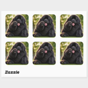 Mollige Newfoundlander Zwarte newfie Vierkante Sticker