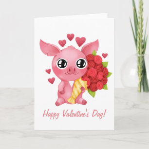 Molly de Micro Pig Valentijnsdag Kaart