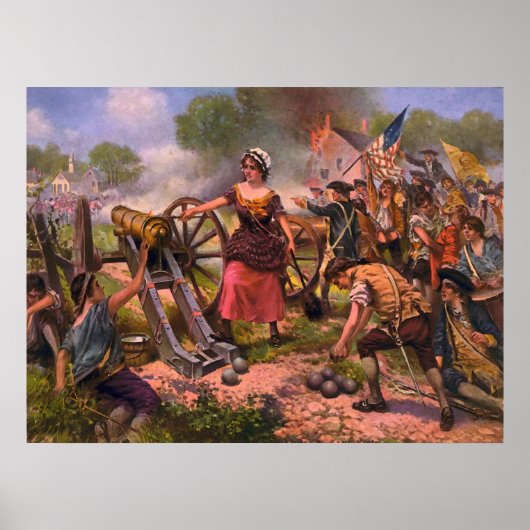 Molly Pitcher Firing Cannon in Battle of Monmouth Poster (Voorkant)