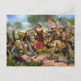 Molly Pitcher schiet met een kanon in de Slag bij Briefkaart