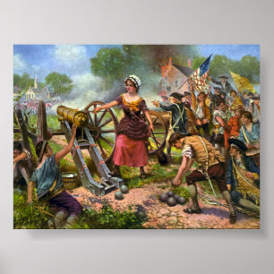 Molly Pitcher schiet met een kanon in de Slag bij  Poster