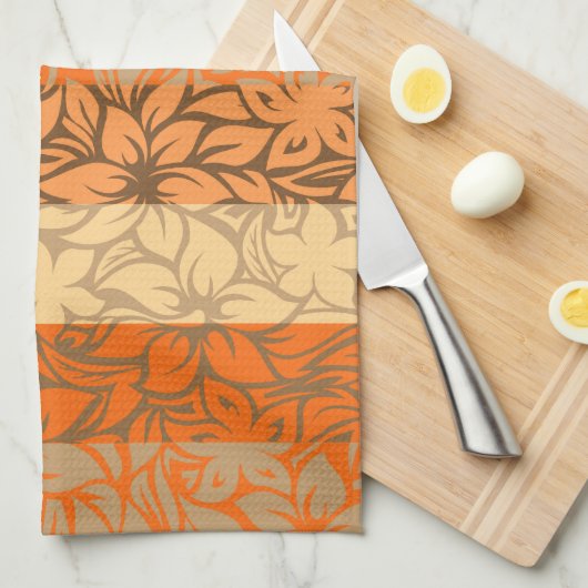 Moloaa Bay Hawaiian Hibiscus Gestreepte Handdoeken (Quarter Fold)