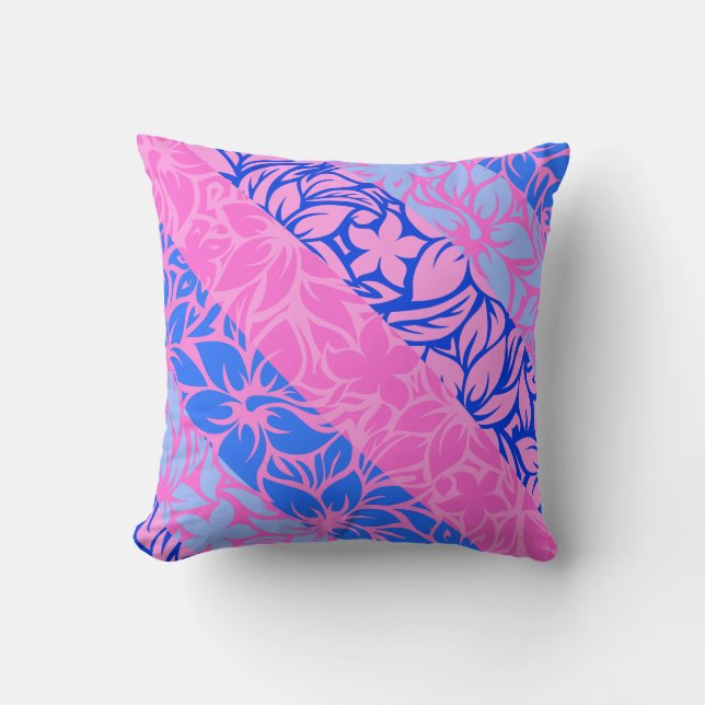 Moloaa Bay Hawaiian Hibiscus Striped Kussens (Voorkant)