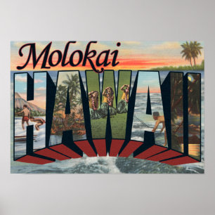 Molokai, Hawaii - Grote lettertjes Poster