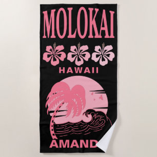 Molokai Hawaii Roze Beach Bachelorette Custom Strandlaken