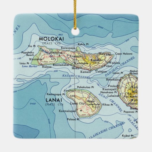Molokai  kaart keramisch ornament (Achterkant)
