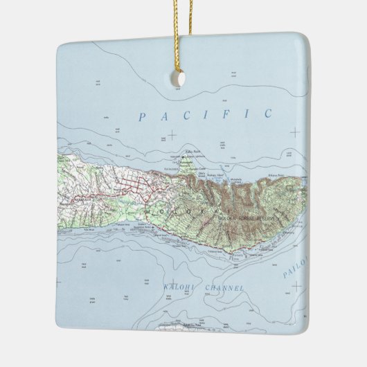 Molokai kaart keramisch ornament (Links)