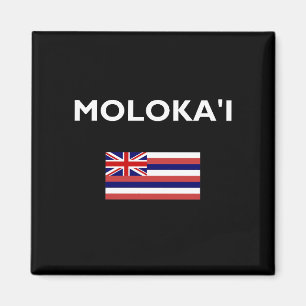 Molokai USA Hawaïaanse vlag Donkere kleur Magneet