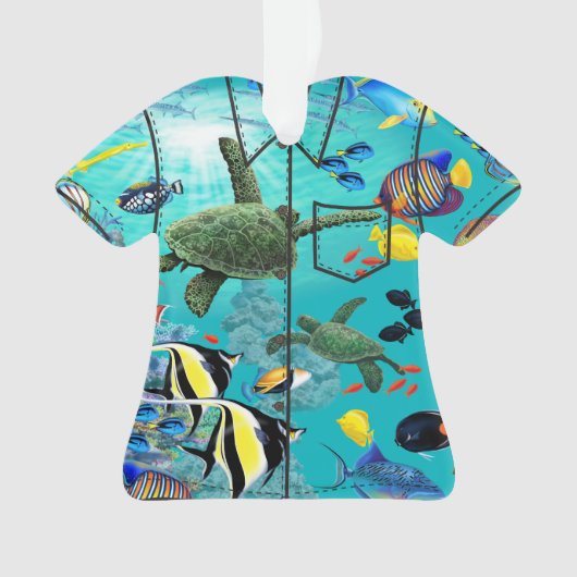 Molokini Cove Hawaiian Tropical Fish Aloha Shirt Ornament (voorkant)