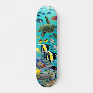 Molokini Cove Hawaiian Tropical Fish Illustration Skateboard