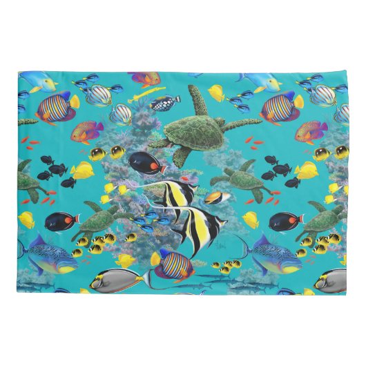 Molokini Cove Hawaiian Tropical Fish Zee Turtle Kussensloop (Achterkant)