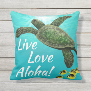 Molokini Cove Hawaiian Zee Turtle Reversible Buitenkussen
