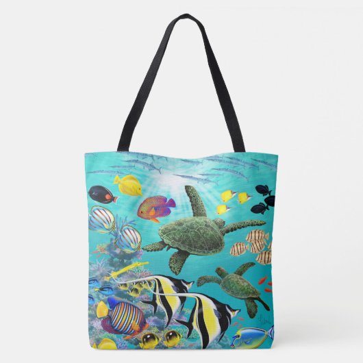 Molokini Cove Hawaiian Zee Turtle Reversible Draagtas (Achterkant)