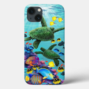 Molokini Cove Hawaiian Zee Turtle Tropical Fish iPhone 13 Hoesje
