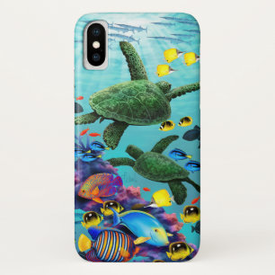 Molokini Cove Hawaiian Zee Turtle Tropical Fish iPhone X Hoesje