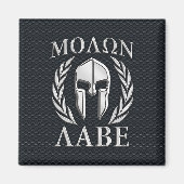 Molon Labe Chrome Als Spartaanse Helm op Grille Magneet (Voorkant)