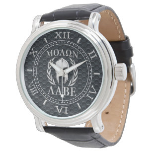Molon Labe Chrome als Spartan Mask Dial Grille Horloge