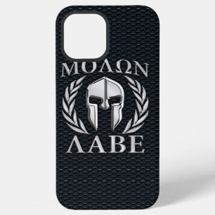 Molon Labe Chrome Spartaanse helm op grille iPhone 12 Pro Max Hoesje