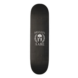 Molon Labe Chrome Spartaanse helm op koolstofvezel Skateboard