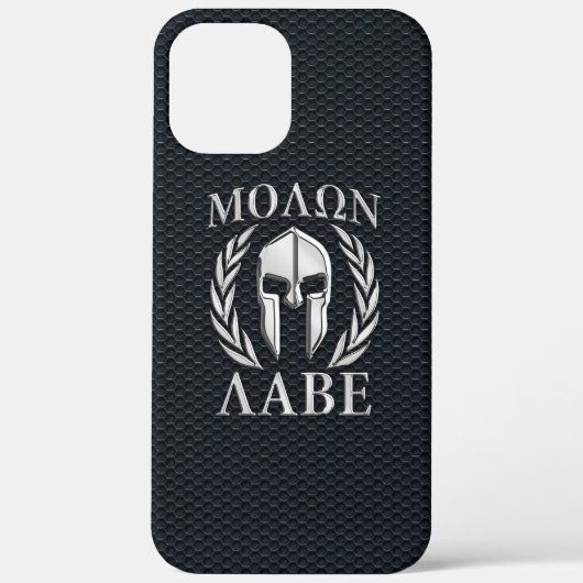 Molon Labe Chrome Spartan Helmet op Grille Case-Mate iPhone Case (Achterkant)