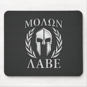 Molon Labe Chrome Style Spartan Armor Carbon Fibre Muismat