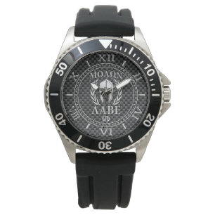 Molon Labe Chrome Style Spartan Armor Monogram Horloge