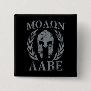 Molon Labe Grunge Spartan Helmet Vierkante Button 5,1 Cm