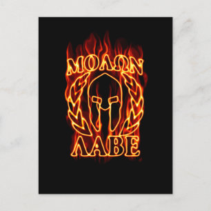 Molon Labe Spartaanse krijger laurieren in brand Briefkaart