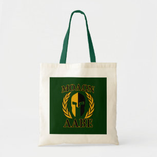 Molon Labe Spartaanse Masker Lauwerbladeren Goud Tote Bag