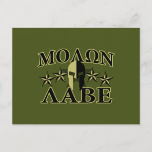 Molon Labe Spartan 5 sterren Olive Green Briefkaart