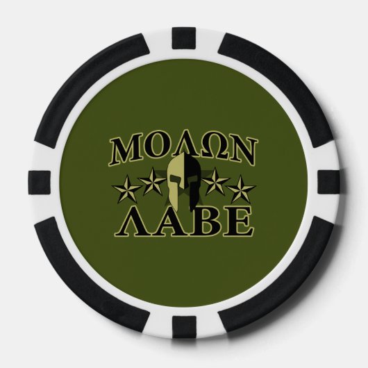 Molon Labe Spartan 5 sterren Olive Green Pokerchips (Voorkant)
