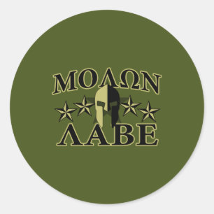 Molon Labe Spartan 5 sterren Olive Green Ronde Sticker