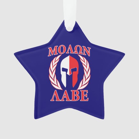 Molon Labe Spartan Armor Laurels Navy Blue Ornament (voorkant)