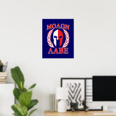 Molon Labe Spartan Armor Laurels Navy Blue Poster (Thuiskantoor)