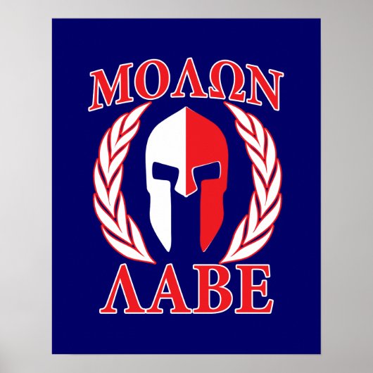 Molon Labe Spartan Armor Laurels Navy Blue Poster (Voorkant)