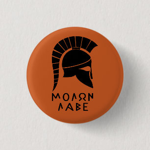 "Molon Labe" Spartan defiance met antieke helm Ronde Button 3,2 Cm