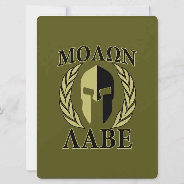 Molon Labe Spartan Helmet Laurels Olive Green (Voorkant)