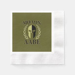 Molon Labe Spartan Helmet Laurels Olive Green Deco Servet
