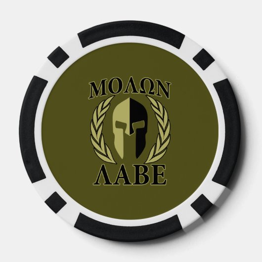 Molon Labe Spartan Helmet Laurels Olive Green Poker Chips (Achterkant)