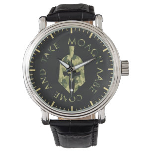 Molon Labe Spartan Helmet Militaire Camo Mannen Horloge
