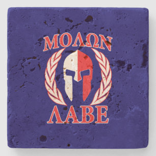 Molon Labe Spartan Helmet Warrior Laurels Graphic Stenen Onderzetter