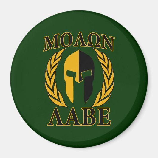 Molon Labe Spartan Laurels Forest Green Decor Magneet (Voorkant)