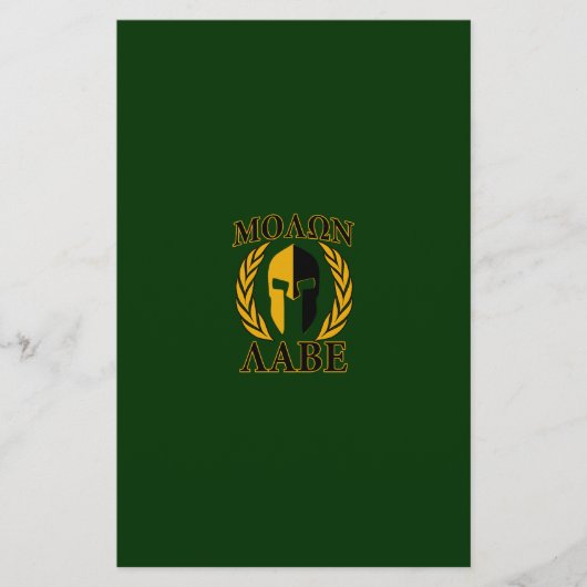 Molon Labe Spartan Laurels op Forest Green Briefpapier (Voorkant)