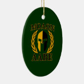 Molon Labe Spartan Laurels op Forest Green Keramisch Ornament (Rechts)